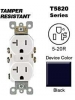 Leviton T5820-E 20 Amp, 125 Volt, Tamper Resistant, Duplex Receptacle, Straight Blade, Residential Grade, Self Grounding, Black Leviton T5820-E 20 Amp, 125 Volt, Tamper Resistant, Duplex Receptacle, Straight Blade, Residential Grade, Self Grounding, Black